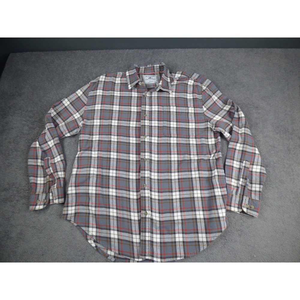 Cactus‎ Man Grey Plaid Flannel Shirt Mens Large Long Sleeve Button Up Workwear
